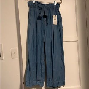 Zara Basic Denim loose flowing ankle pants